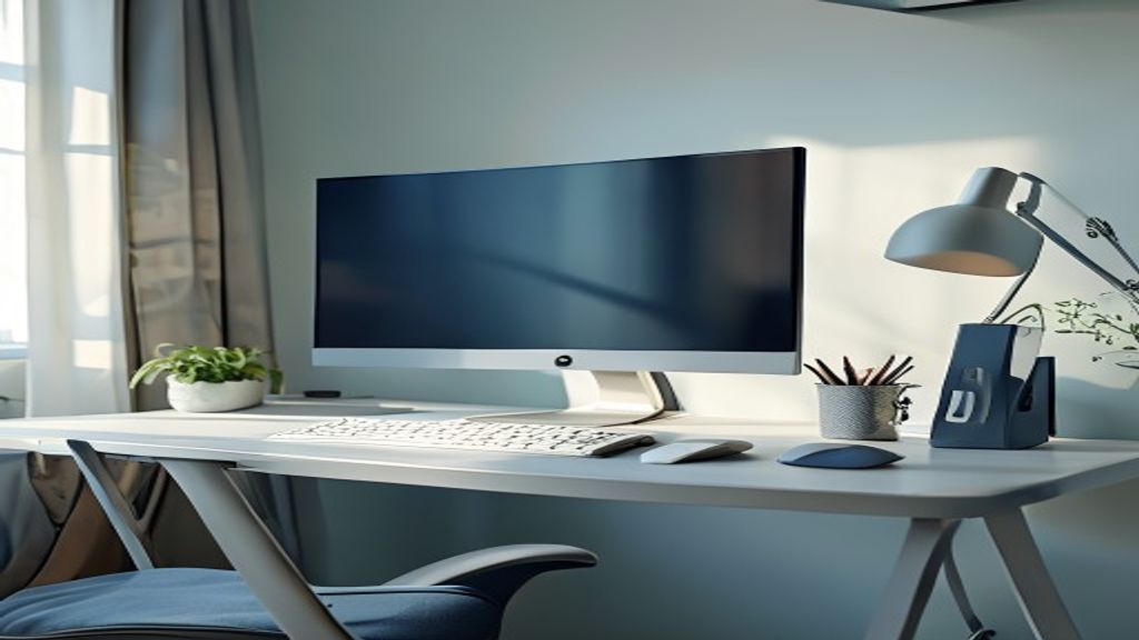Moderne ergonomisk arbejdsplads med god lys